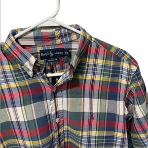 Polo Ralph Lauren Red & Blue Plaid Short Sleeve Button Down Size M Vintage